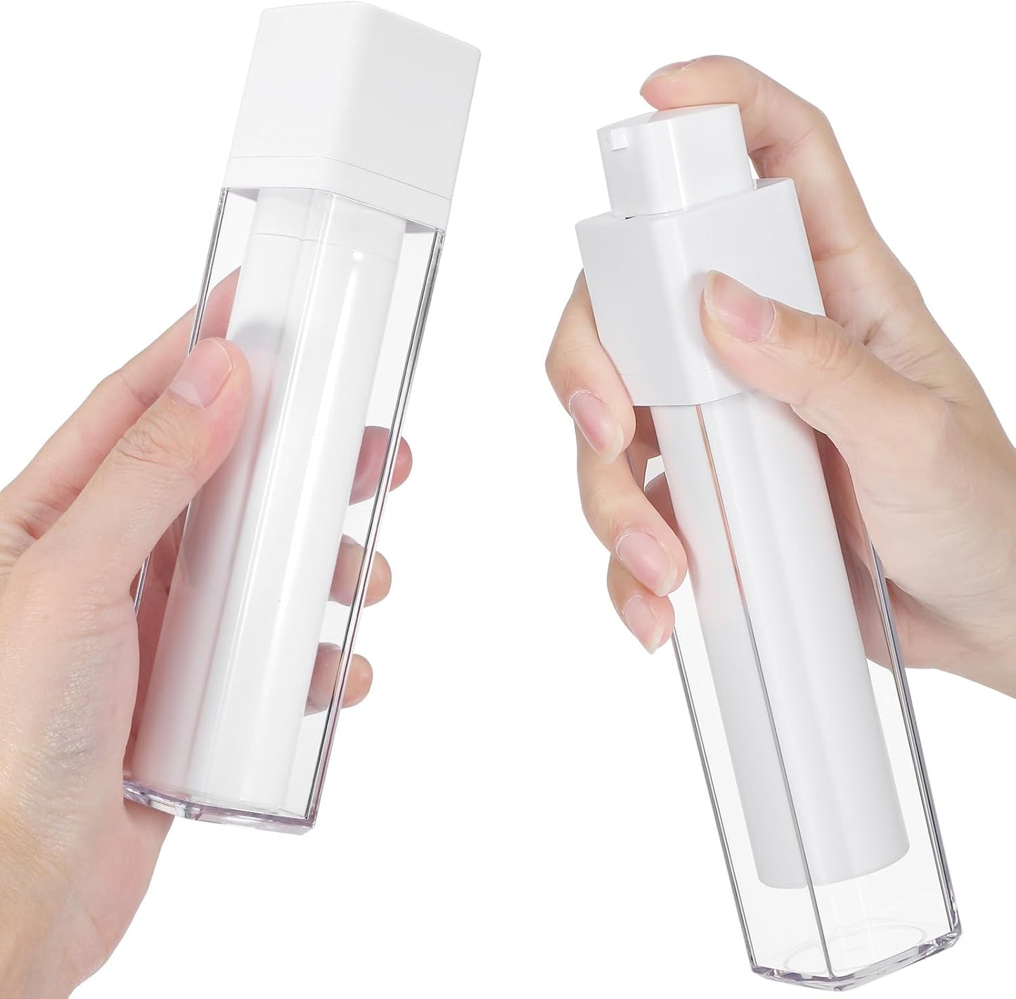 Airless Pump Dispenser Foundation Bottle: 3pcs 50ml Skincare Moisturizer Empty Refillable Pumps Container 1.7oz Reusable Travel Dispenser Pumps Bottle