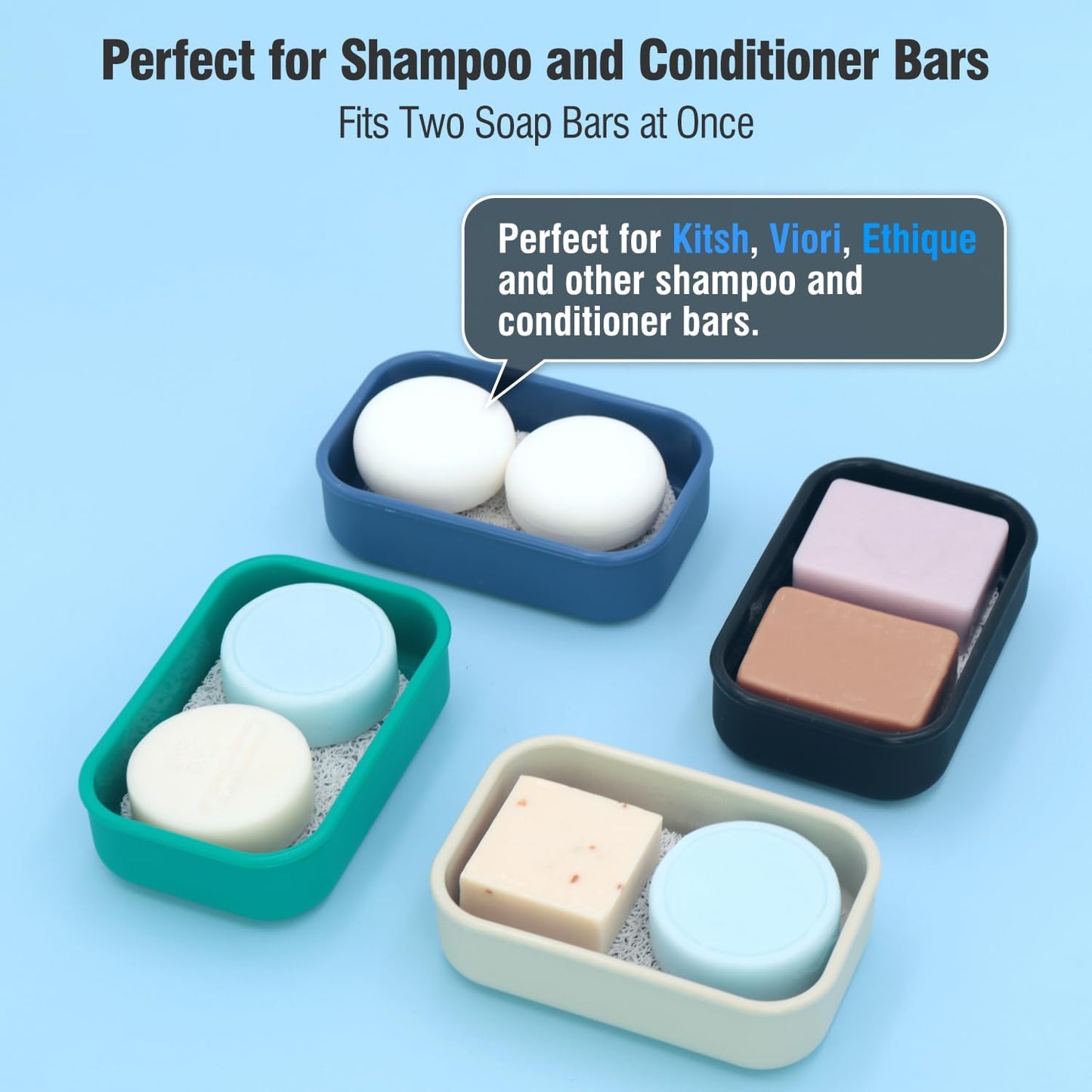 Enhanced Leak Proof Travel Soap Case, AIMAIAIMAI Silicone Soap Container with Draining Layer, Portable Bar Soap Holder for Bathroom, Camping, Gym, Easy to Clean (Light Purple)