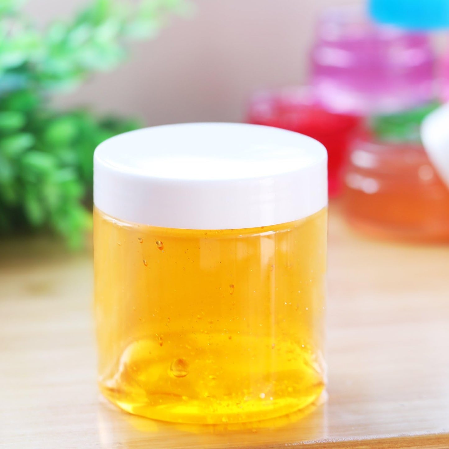 Chuangchou Empty Clear Plastic Storage Favor Jars Wide-mouth Plastic Containers with White Lids (12 Pack) for Beauty Products, DIY Making or Others (8 oz)