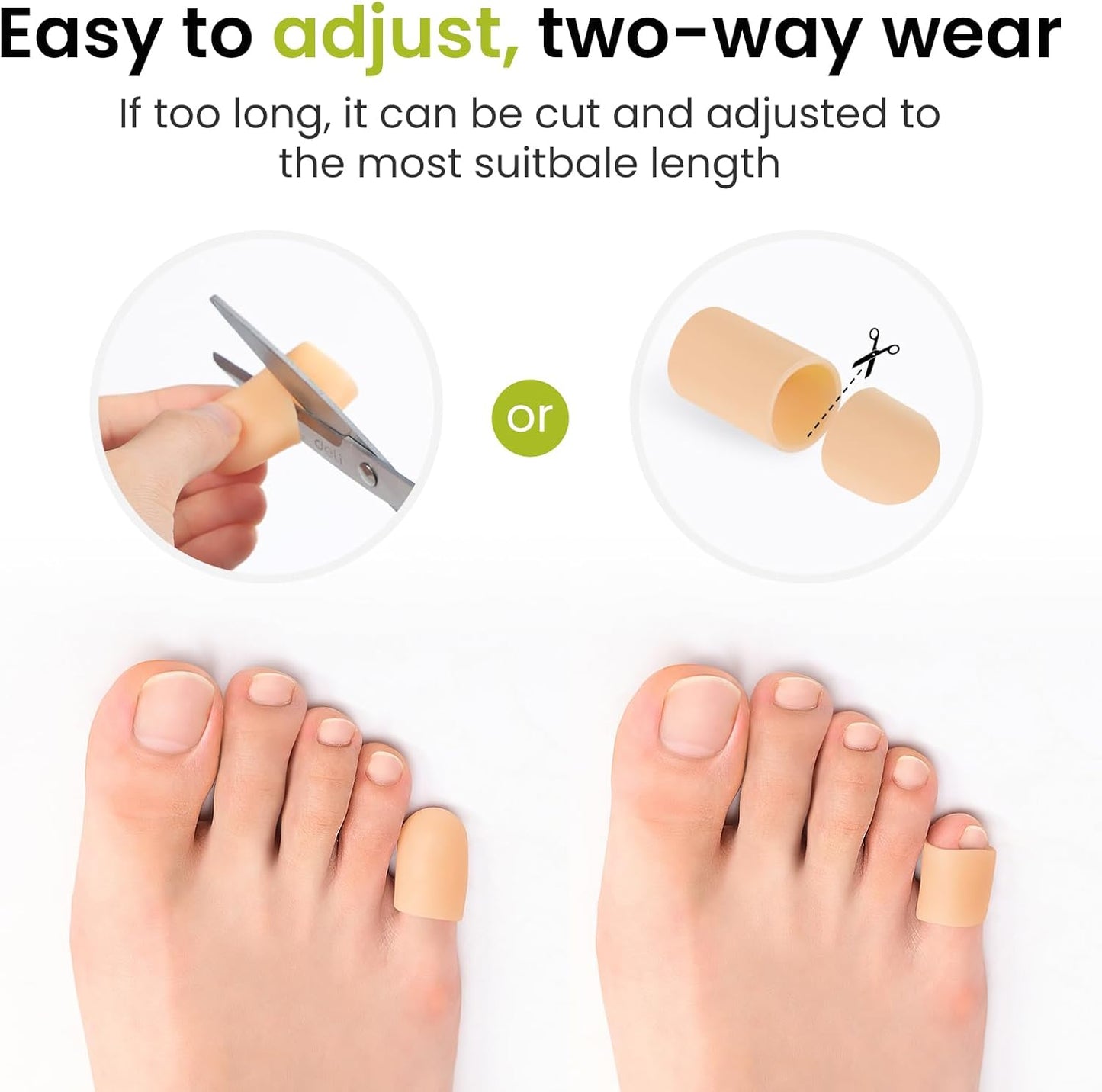 Bukihome 8 Pcs Gel Toe Cap, Pinky Toe Protector for Women Men - Cushions and Protects to Cover Toes, Relief Toe Pain from Ingrown Toenails, Corns, Blisters, Hammer Toes (Small Size)