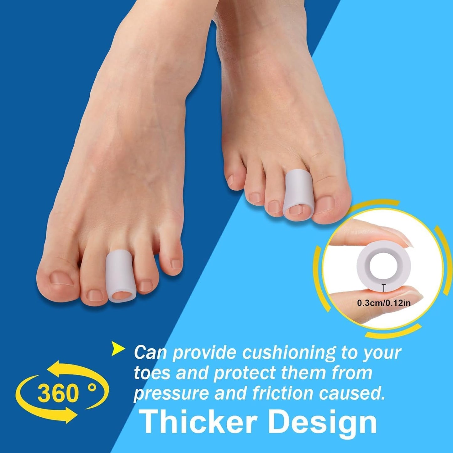 Pnrskter Gel Toe Protectors Caps - Open Toe Sleeves(20pcs-Medium), Toe Covers Toe Tubes for Blisters, Corns, Calluses, Hammer Toes, Rubbing, and Ingrown Toenails