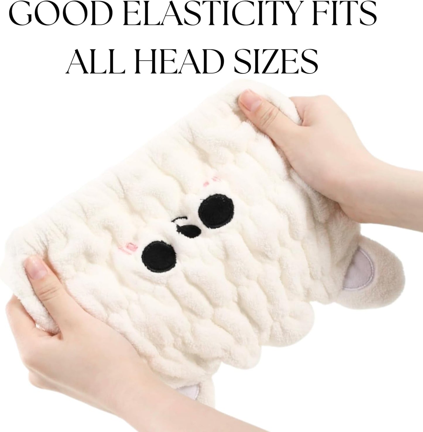 Microfiber Hair Towel Wrap for Kids, Snow Bear Dry Hair Cap Suck Water, Absorbent Quick Girls Boys Hair Drying Towel, Lightweight Bouncy Hat Headscarf