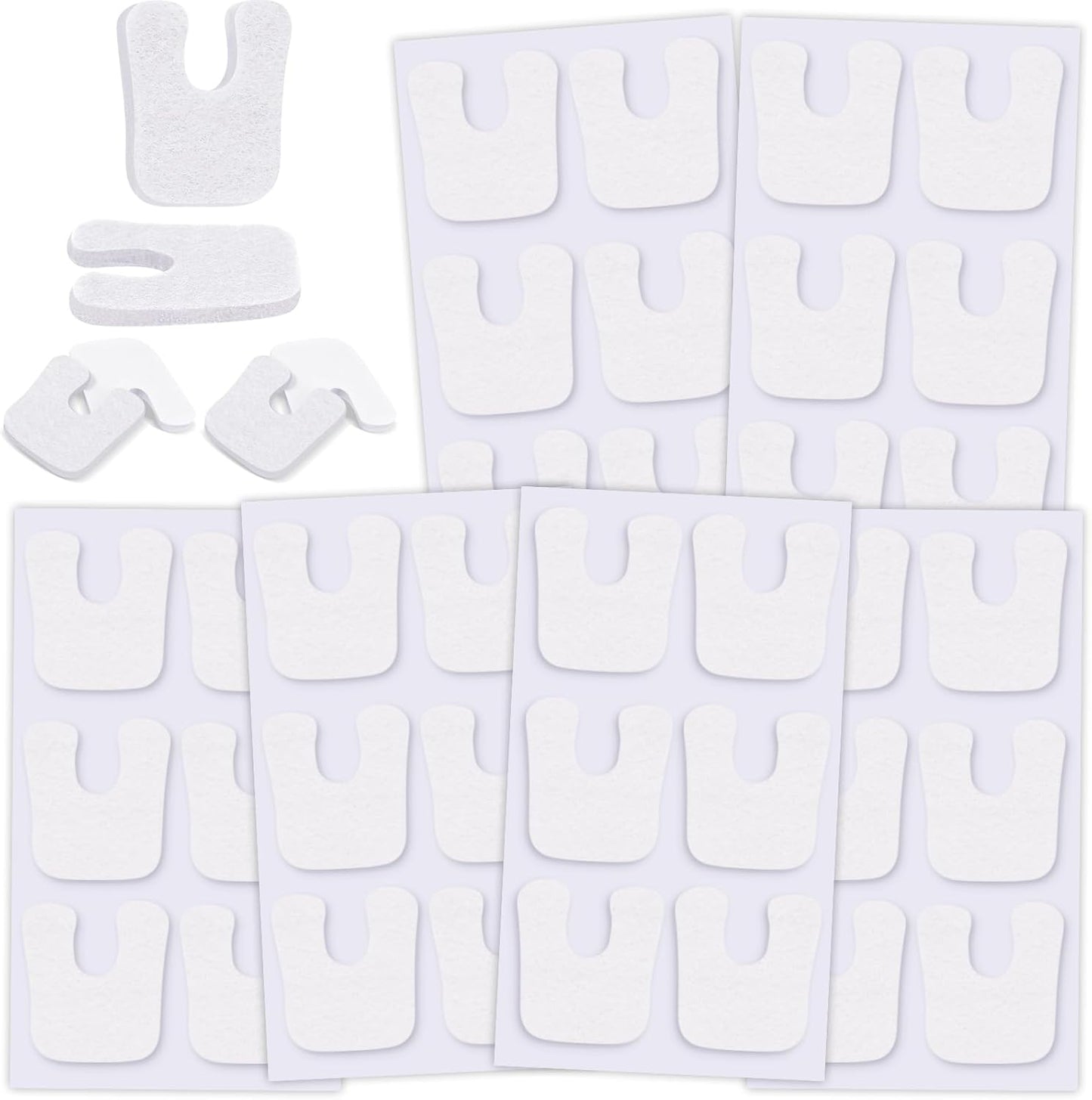 36 Pcs U-Shaped Callus Cushions, Soft Corn Pads for Foot Bottom, Felt Adhesive Metatarsal Pads, White Heel Protectors for Pain Relief, Prevent Calluses from Rubbing in Shoes for Men & Women.
