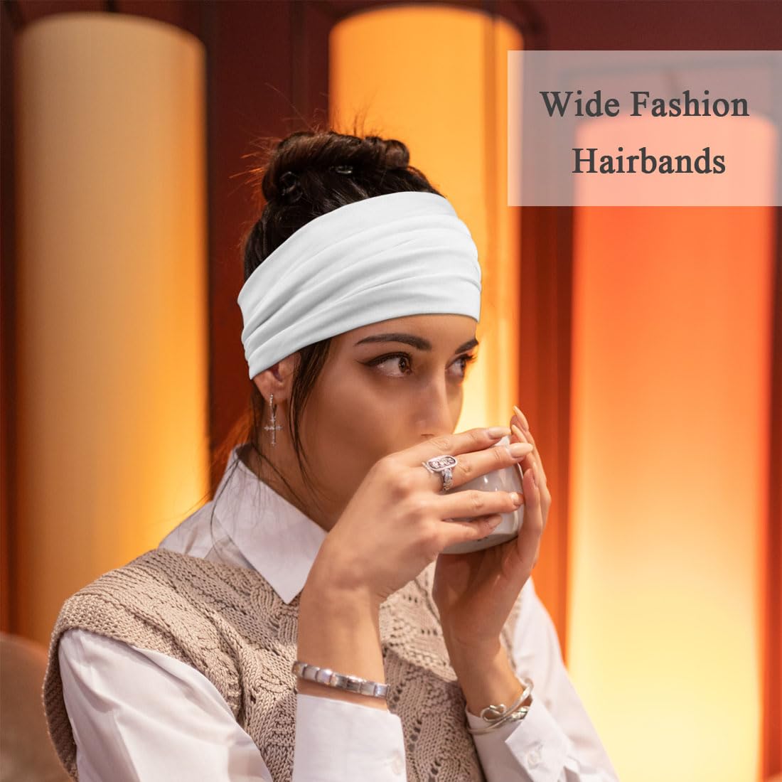 Wide Headbands For Women Stretchy Headband Workout Head Bands For Women's Hair Band Non Slip Head Wrap 6 Pack