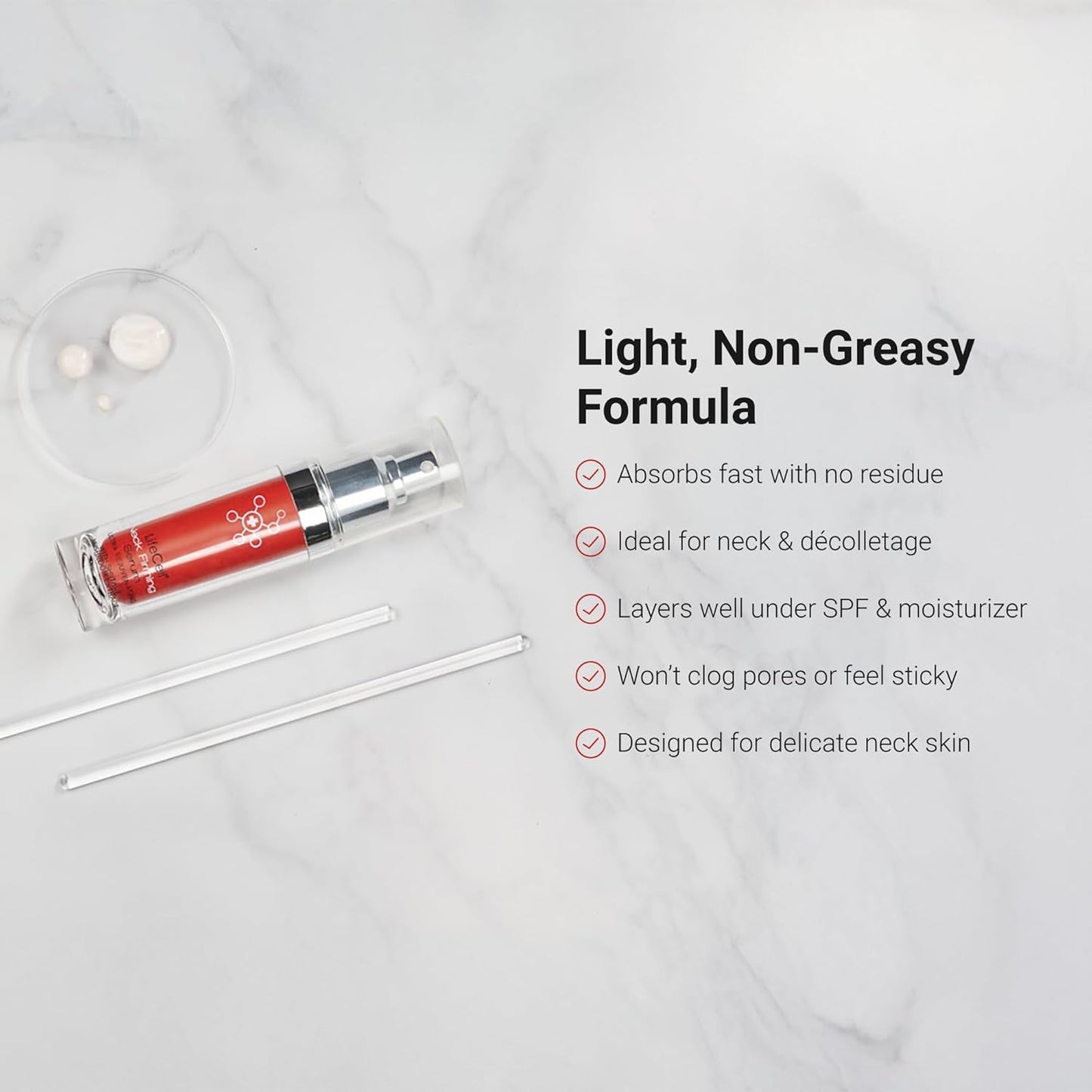 LifeCell Neck Firming Serum – Anti-Aging Neck and Cream with Fermiskin & Shiitake Extract – Firms, Lifts, and Reduces Sagging Skin – Lightweight, Fast Absorbing Formula – 1.5oz