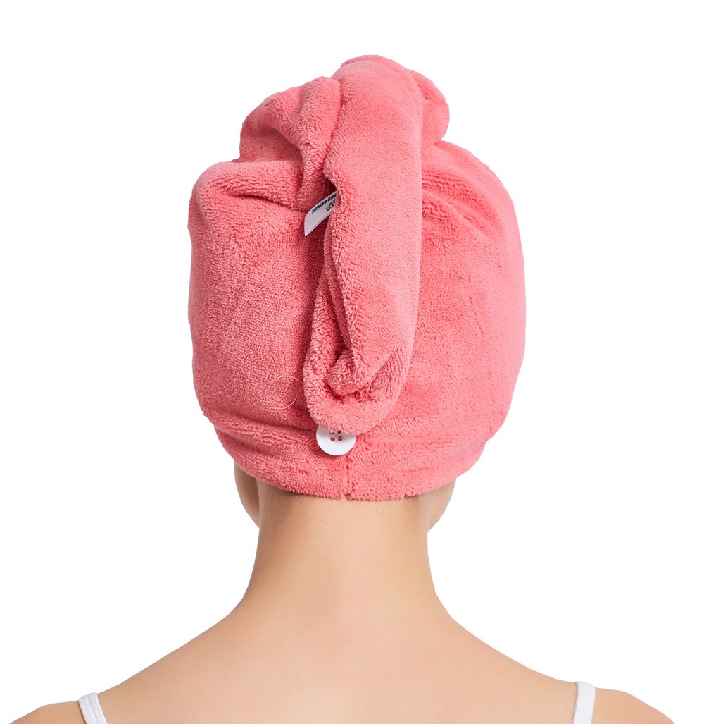 HOPESHINE Women's Soft Shower Hair Towel Twist Hair Turban Wrap Drying Cap Great Gift for Women (Rose Red 3-Pack)