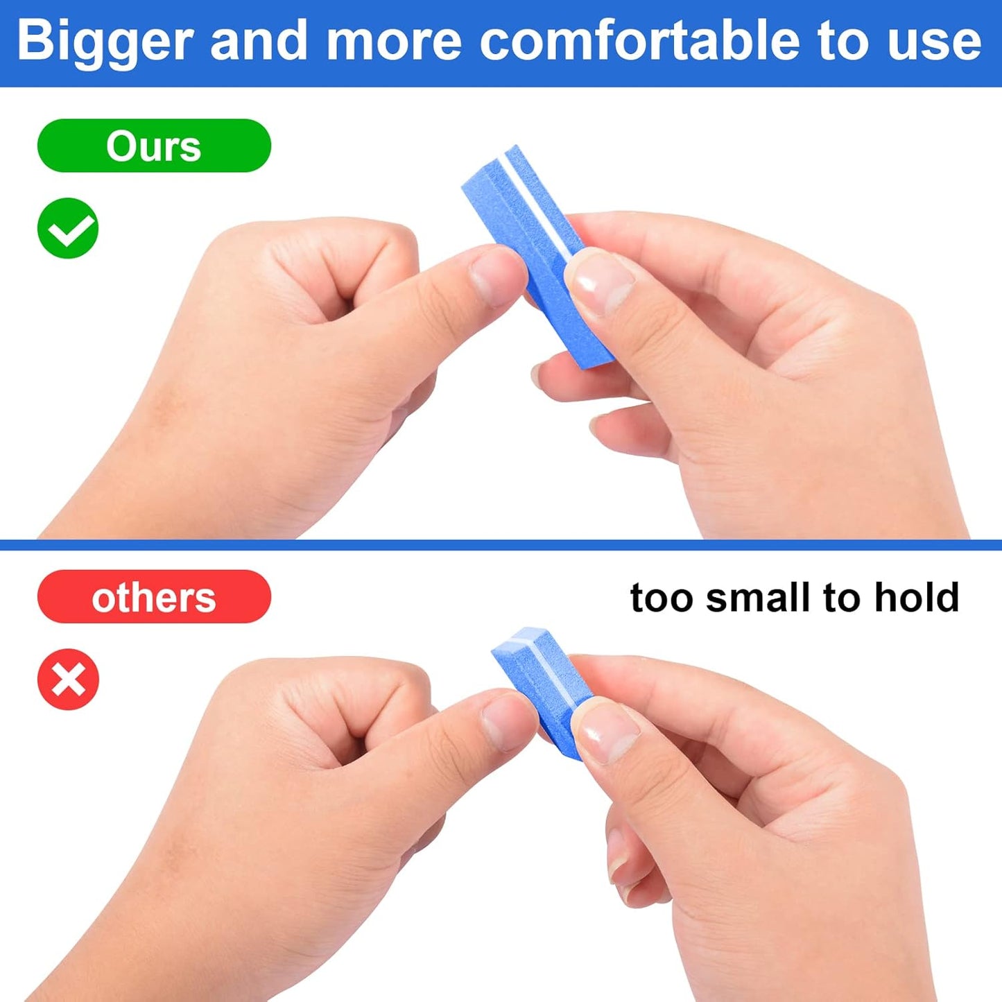 Diesisa Buffer Block Nail File, 100/180 Grit Sponge Nail Buffers for Acrylic Nails, Mini Buffing Block Double Sided for Manicure Tools 30 Count - Blue