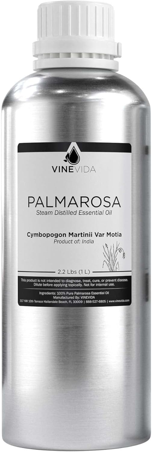 VINEVIDA Palmarosa Essential Oil - 32 oz - Undiluted - DIY Candle Scents - Bulk for Soap Making & Skin Care