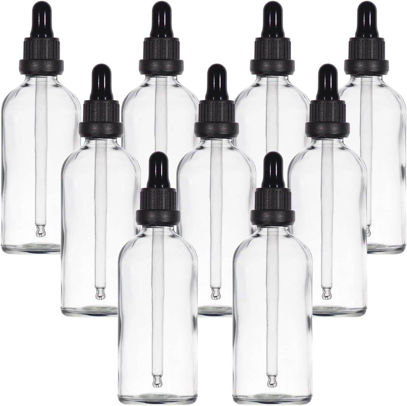 YIZHAO Clear Glass Dropper Bottle 4oz, Tincture Bottles with Glass Dropper, for Essential Oils, Aromatherapy, Cosmetic, Laboratory, Pharmacy, Liquids, Travel –9 Pcs