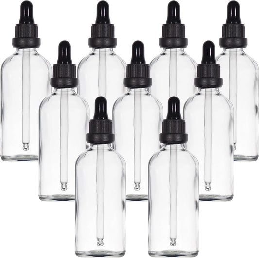 YIZHAO Clear Glass Dropper Bottle 4oz, Tincture Bottles with Glass Dropper, for Essential Oils, Aromatherapy, Cosmetic, Laboratory, Pharmacy, Liquids, Travel –9 Pcs