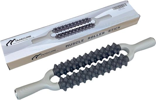 Double Row Muscle Roller Stick for Muscles Deep Tissue，with One-Piece Roller & Bionic Massage Contacts,High Efficiency Relieves Soreness & Tension，Unique Gifts for Runner Athelets Gym Yoga.
