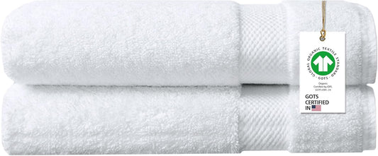 Delara 100% Organic Cotton Towels 650 GSM Plush Feather Touch Quick Dry Bath Sheet, Pack of 2 GOTS Certified, Oeko-Tex Green Certified, Organic Cotton Bath Sheet, 36"X70"