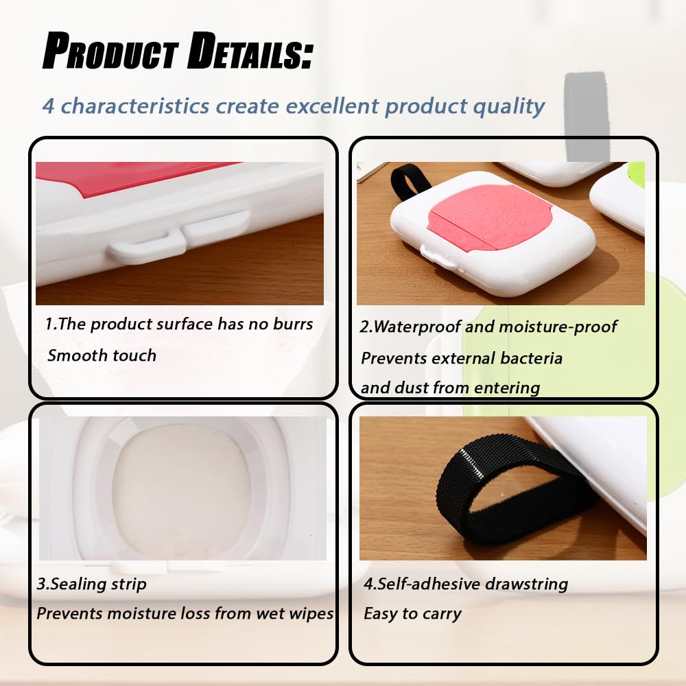 Travel Wipe Holder，Wipes Container,Wet Wipe Container Box for Strollers，Hanging Refillable Wipes Dispenser Portable Baby Wipe Case for Indoor Outdoor Use (Green+Red+Grey 3pcs)