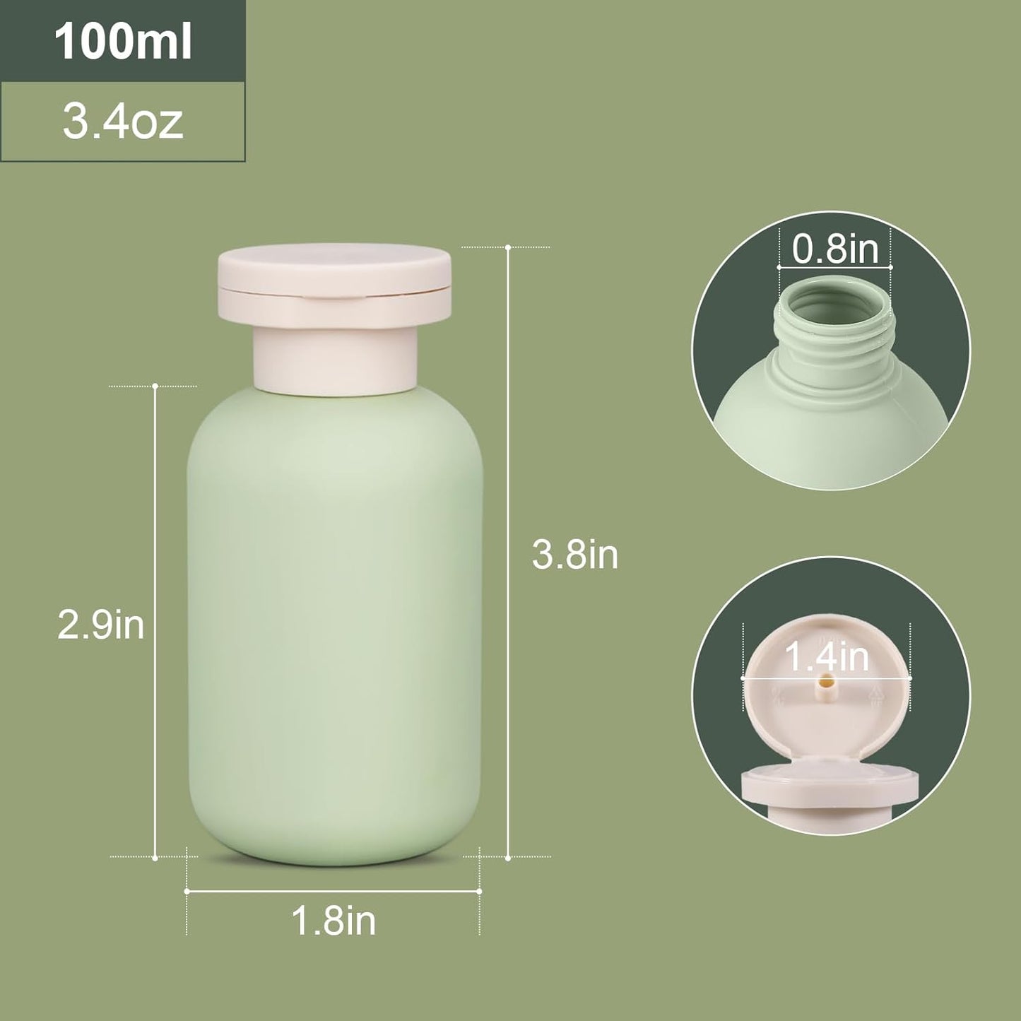 ASEVAT Leak Proof Travel Bottle with Flip Cap, Shampoo and Conditioner Bottle Set, Refillable Containers for Lotion, Cream Shampoo (Green+Blue+Pink, 3.4 Ounces)