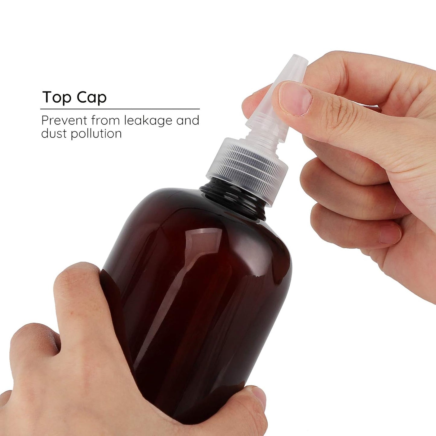 Segbeauty 16.9oz Amber Squeeze Bottles, 2 Packs 500ml Refillable Hair Dye Applicator Bottles with Twist Top Cap Tip, PET Brown Colored Angled Tip Plastic Empty Dyeing Tool for Hair Color Hairdressing