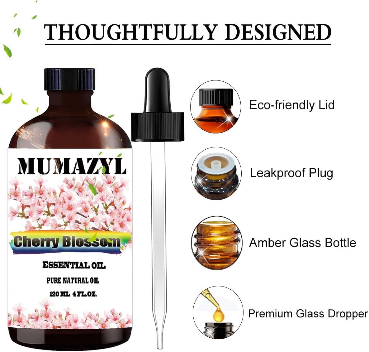 Cherry Blossom Essential Oil, Cherry Blossom Oil 4 Fl Oz 120ML for Diffuser Humidifier Yoga Cleaning DIY Candle Soap Making Essential Oils