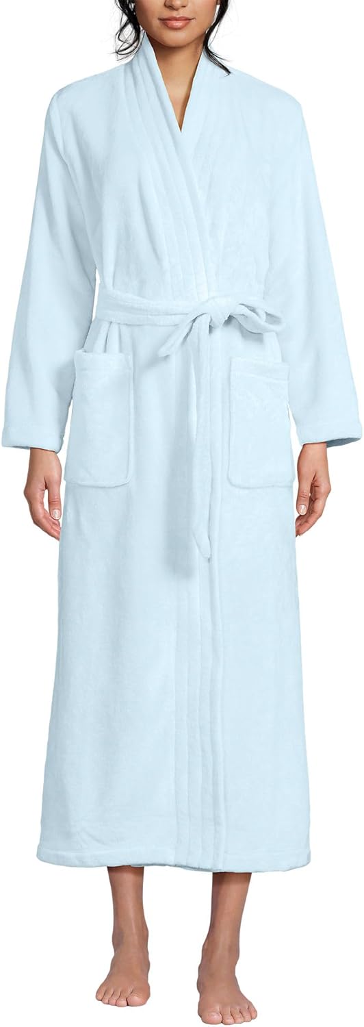 Lands' End Women's Cozy Plush Long Wrap Robe