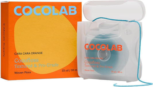 Cocofloss Woven Dental Floss, Dentist-Designed Oral Care, Orange Scent, Waxed, Expanding, Kid-Friendly String Floss with Coconut Oil, 1 Spool (33 yd)