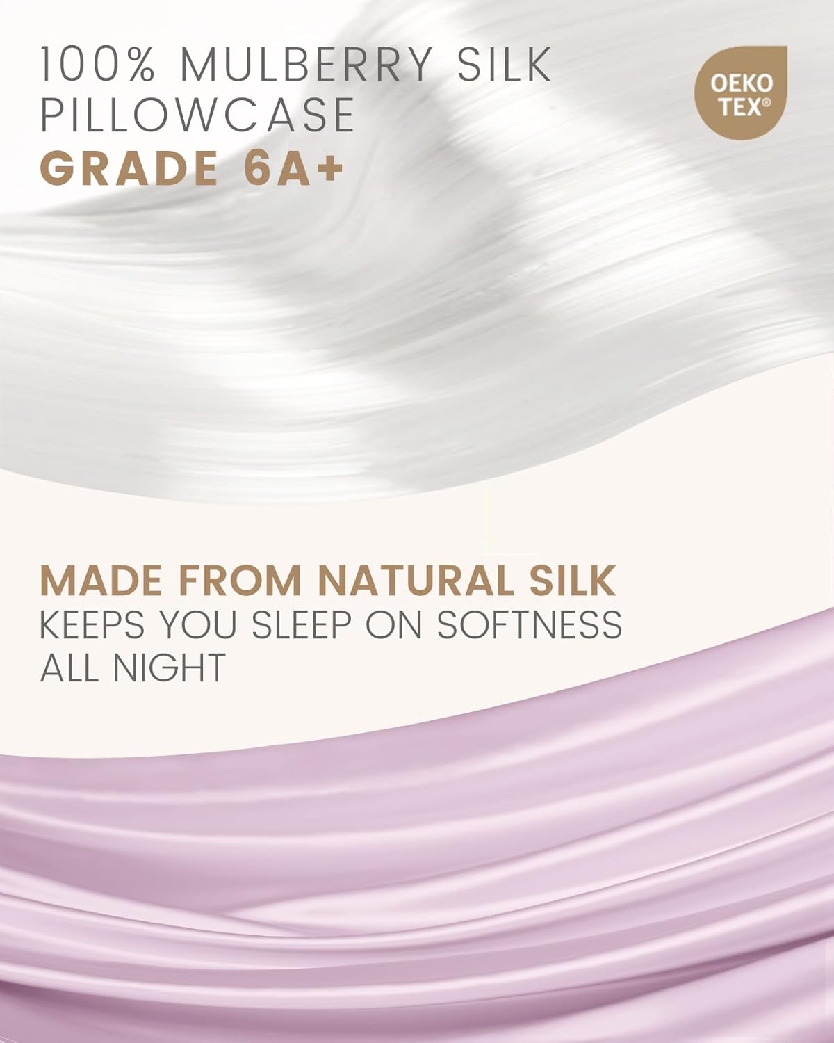 THXSILK 100% Mulberry Silk Pillowcase for Hair and Skin, Grade 6A+ Mulberry Silk Pillow Case, Natural Silk Pillow Case Cover with Zipper, 1pc(California King Size 20"x40", Light Purple)