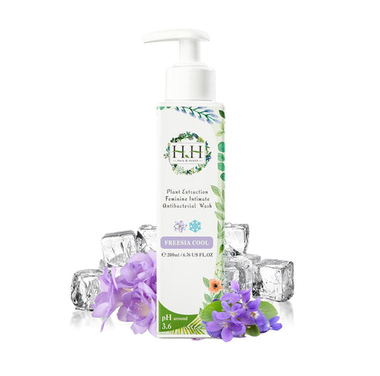 HH Herb & Health Feminine Wash for Women, pH3.6 Lactobacillus Cleanser with Botanical Extracts, Hydrating & Cooling Intimate Care for Odor Dryness and Itch, Sensitive Skin Safe, Freesia Scent Cool
