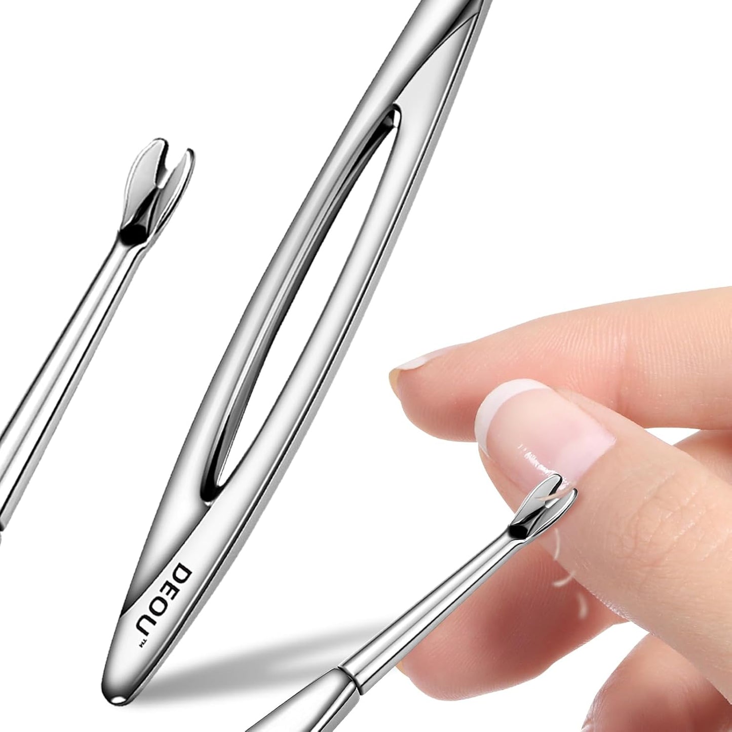 DEOU Cuticle Pusher Dead Skin Remover Stainless Steel dead skin fork cuticle trimmer Professional nail art tools Peeler Scraper Clean nail edges cuticle