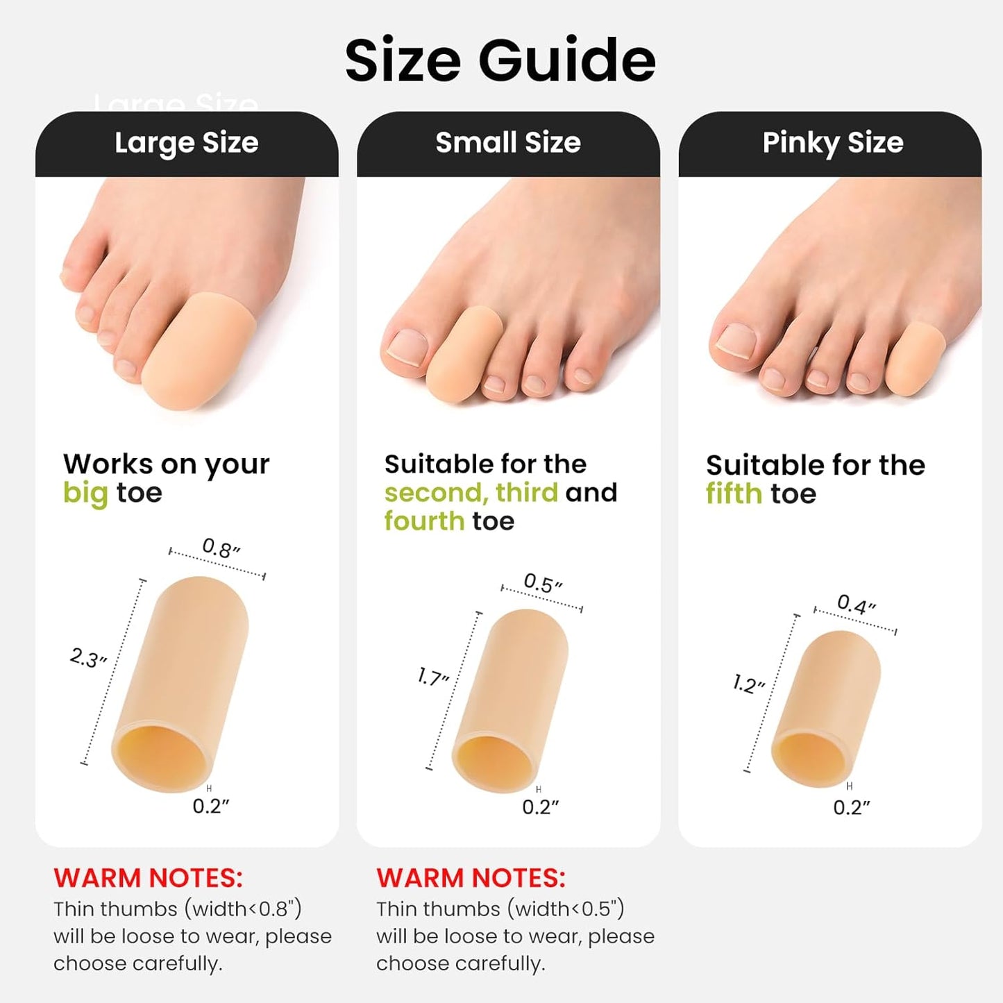 Bukihome 8 Pcs Gel Toe Cap, Pinky Toe Protector for Women Men - Cushions and Protects to Cover Toes, Relief Toe Pain from Ingrown Toenails, Corns, Blisters, Hammer Toes (Small Size)