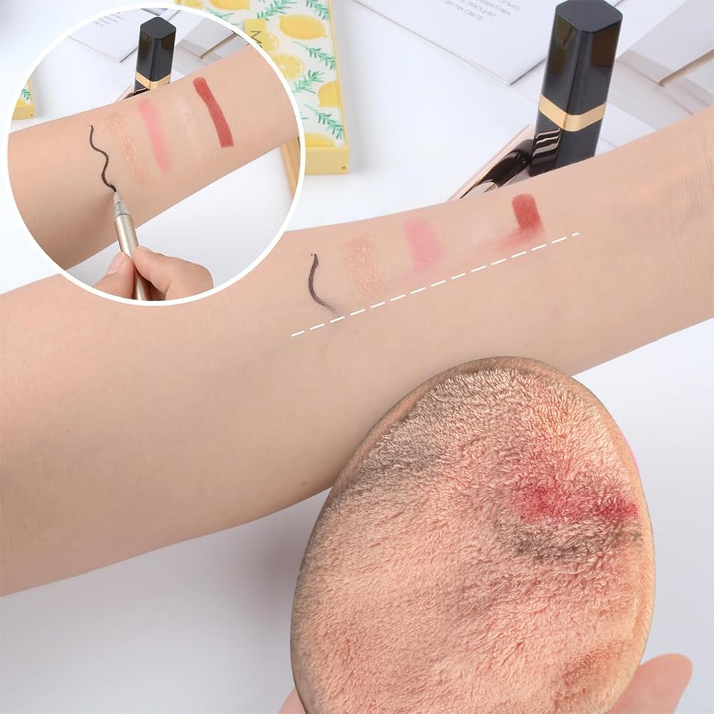 Reusable Makeup Remover Pads Soft Makeup Remover Cloths Washable Facial Makeup Cleansing Pads for Face,Lip,Eyes 6PCS