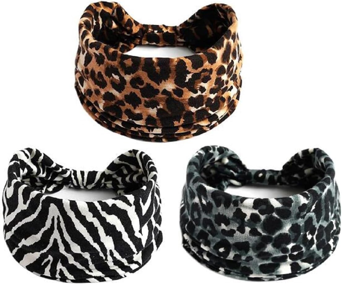 K-Elewon 3 Pack Women Wide Elastic Head Wrap Headband Sports yoga Hair Band