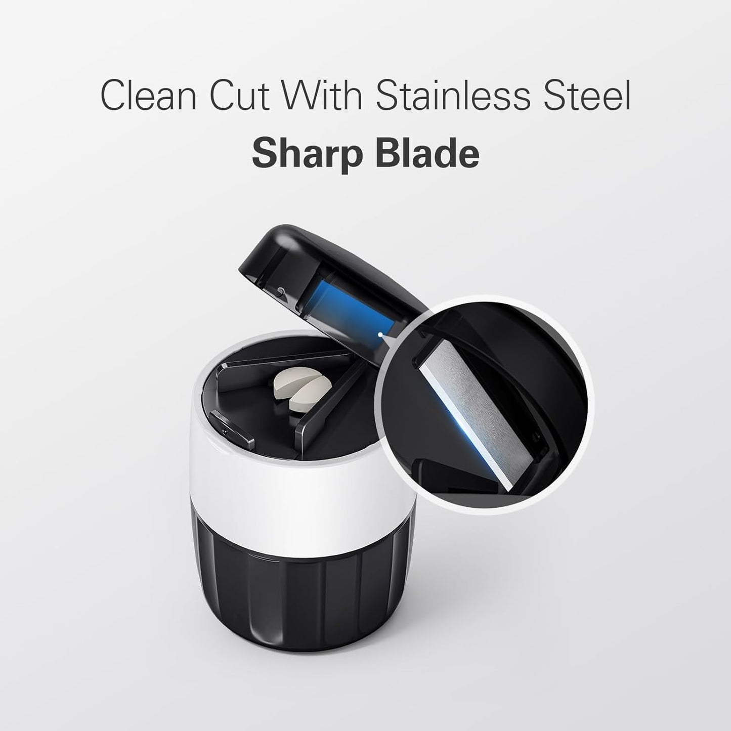 DEPAD 3-in-1 Pill Crusher and Pill Cutter, Pills Crusher Fine Powder with Stainless Steel Grinding Head, Pil Grinder with Storage for Tablets, Cutter Splitter for Small and Tiny Pills