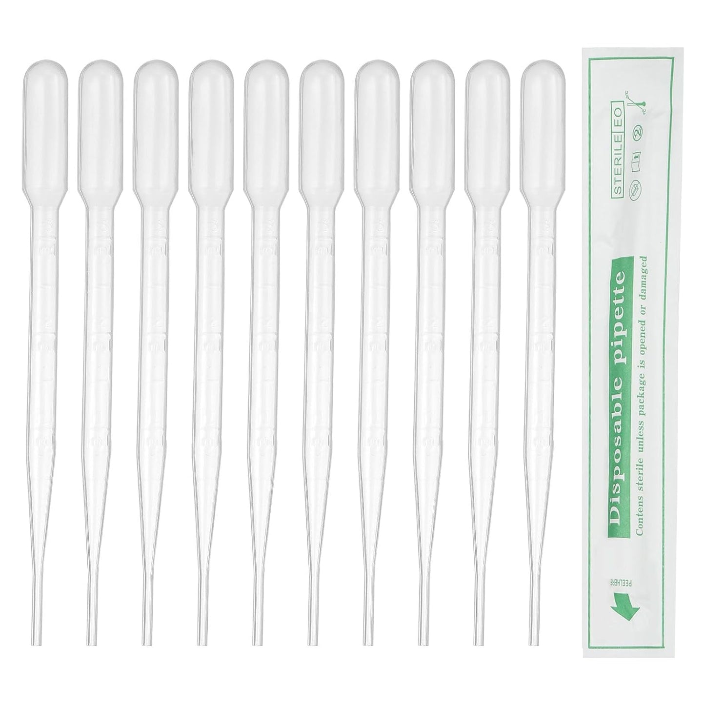 PATIKIL 3ml Pipettes Dropper, 24pcs Plastic Pipettes Disposable Pipette Transfer Pipette Calibrated Plastic Eye Dropper with Scale for Science Laboratory Resin DIY Crafts Makeup Oil