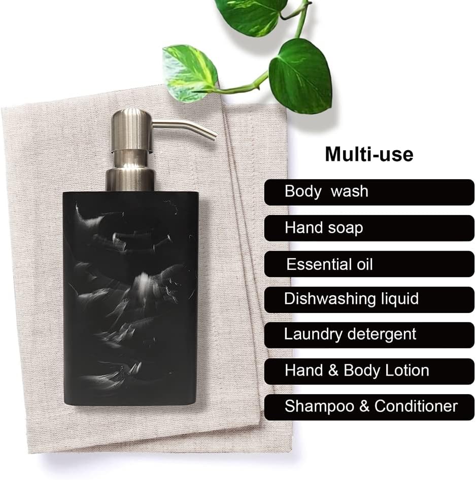 2 Pack Refillable Hand Soap Dispenser with Brushed Nickel Pump - Black