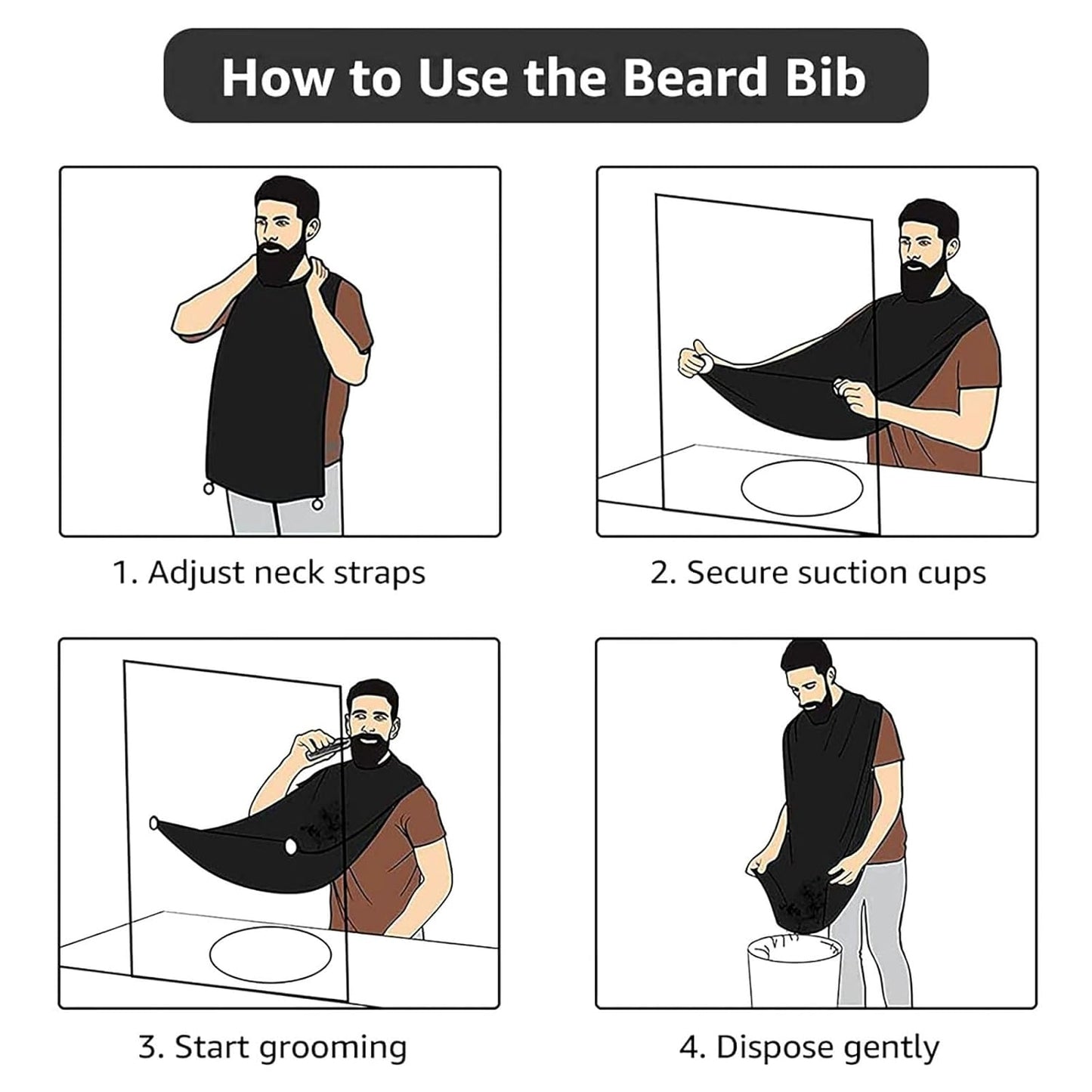 Blue Marble Beard Bib Apron, Beard Hair Catcher For Men Shaving, Waterproof With Suction Cups