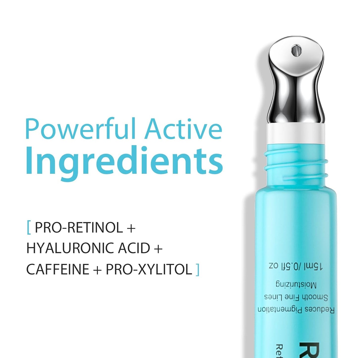 Retinol Eye Cream with Caffeine, Hyaluronic Acid & Vitamin C | Anti-Aging Under Eye Cream for Dark Circles, Wrinkles & Puffiness | Reduces Fine Lines Skin Care Treatment for Women & Men (15ml)