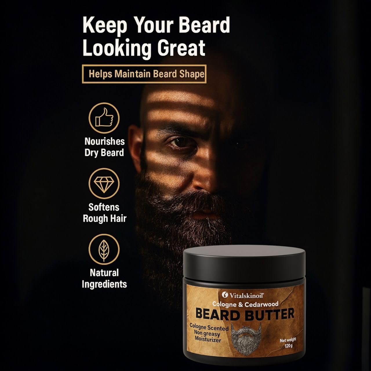Beard Butter for Men Cologne and CedarWood Scented Conditioning Moisturiser