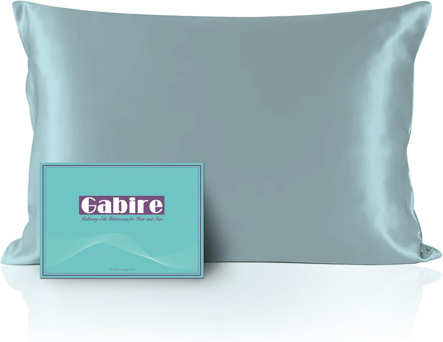 Mulberry Silk Pillowcase for Hair and Skin Prevent Acne Pillowcase Both Sides Real Silk Pillowcases Organic Silk Pillow Cases with Hidden Zipper, Haze Blue, Standard (20"×26")