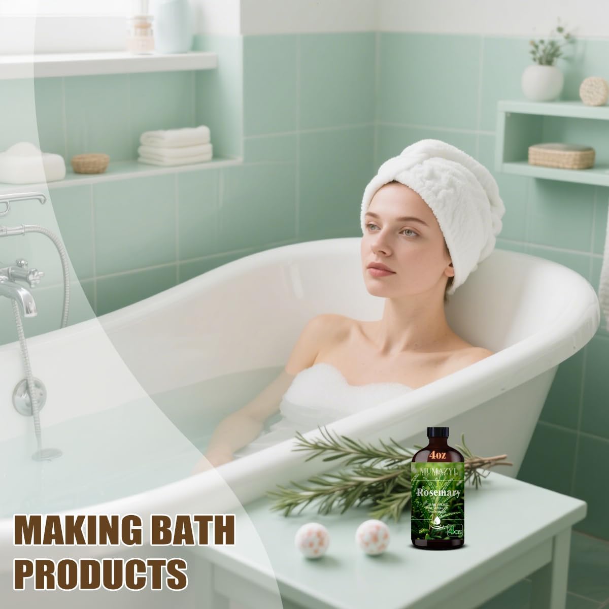 Rosemary Essential Oil, Rosemary Oil 4 Fl Oz 120ML for Diffuser Humidifier Yoga Cleaning DIY Candle Soap Making Essential Oils