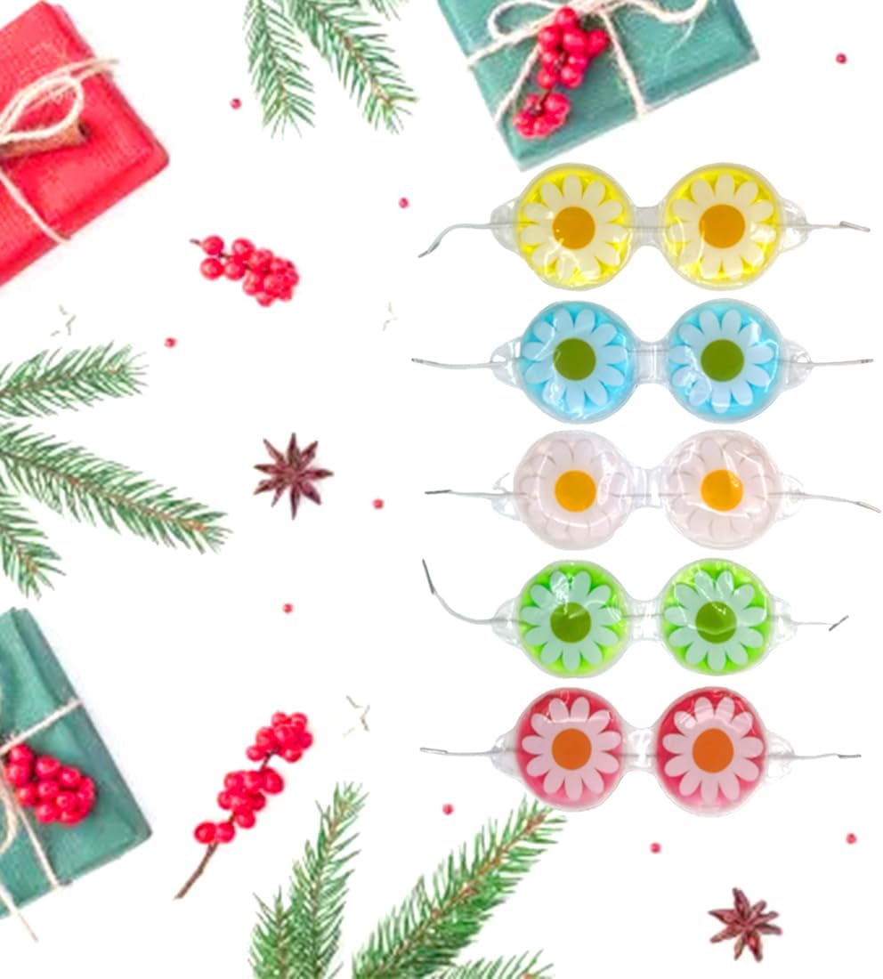 Cooling Eye Mask, Reusable Cold Eye Mask for Hot Cold Treatment for Eye Strain, Eye Swelling, Eye Redness, Puffy Eyes, Dark Circles, Smooth Fine Lines, and Eye Recover Surgery. 5 Packs