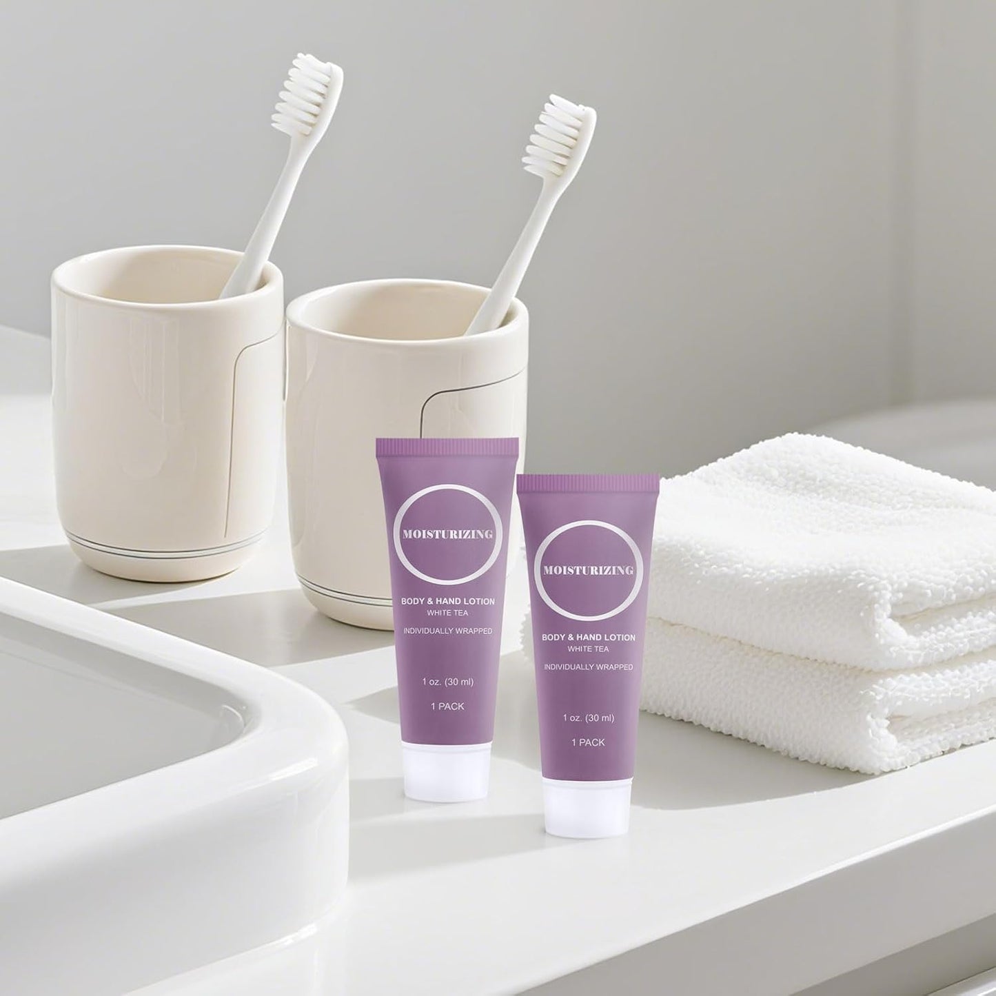 Travel Size Body Lotion, Small Hand Cream Lotion Bulk, Nourishing Extra Dry Skin Individually Wrapped Mini Bottle Shower Moisturizer Lotion Toiletries for Travel Hotel Homeless 1 oz (Pack of 30)