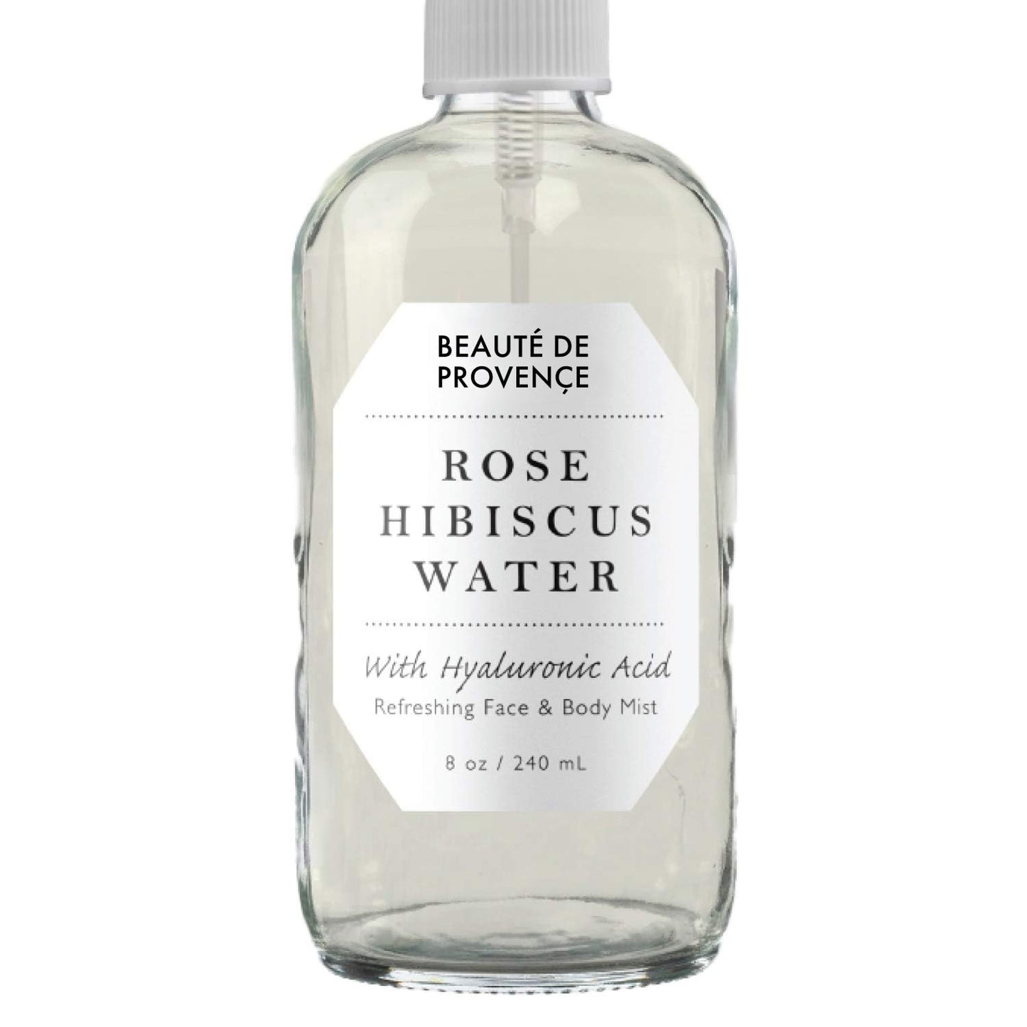 BEAUTE DE PROVENCE Rose Water Spray for Face & Body Refreshment with Moisturizing Hyaluronic Acid and Hibiscus water | Instant Hydration, Cooling, Calming & Conditioning (8 FL OZ)
