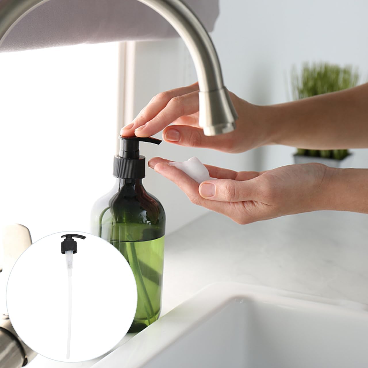 Plastic Press Pump Heads Replacement for Foaming Soap Dispenser 28mm Black 4pcs