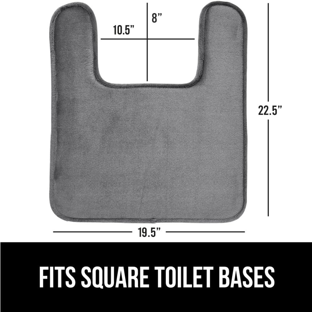 GORILLA GRIP Thick Memory Foam Toilet Rug for Bathroom, Square Shaped Washable, Soft Absorbent Velvet Topside Floor Mats, Machine Wash, Cushioned Luxury Rugs for Bath Room, 22.5x19.5, Graphite Gray