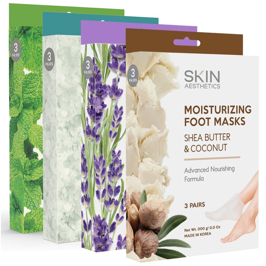 Foot Mask - Deep Moisturizing, Softens, Repairs Cracked Skin - Natural Ingredients, Cruelty-Free Korean Skin Care, Set of 4