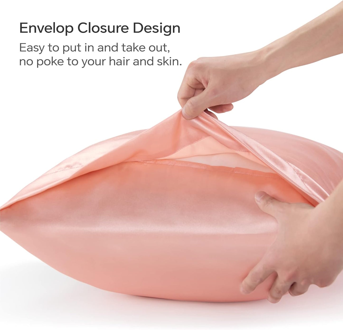 BEDELITE Satin Pillowcase for Hair and Skin, Super Soft Similar to Silk Pillow Cases 4 Pack with Envelope Closure, Cooling Pillowcases for Women Men (20"x36" King Size, Coral)