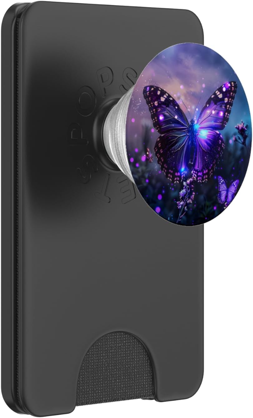 Purple Butterflies PopSockets PopWallet for MagSafe