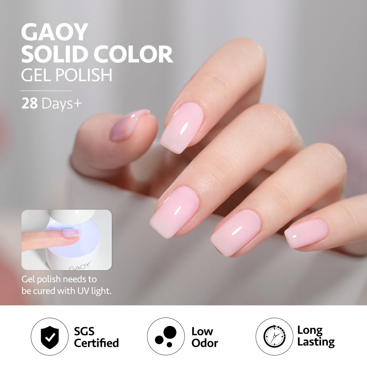GAOY Gel Nail Polish Kit, 3 Colors 16ml Jelly Black White Pink, Soak Off UV Gel Polish Set - Encounter Romance