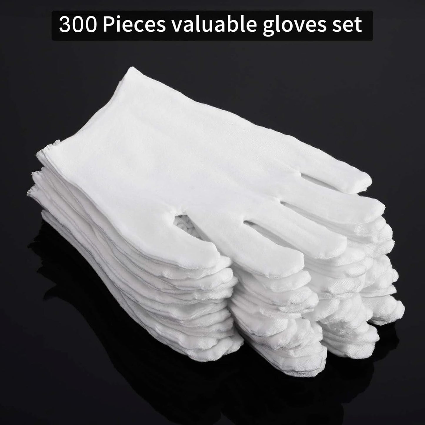 Frienda 300 Pcs Cotton Gloves Bulk Large Size for Men Women Inspection Gloves for Dry Hand Art Handling Coin Jewelry(L)