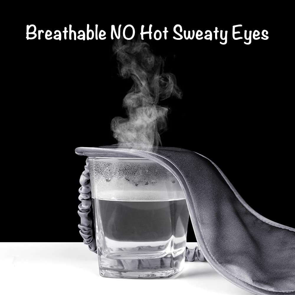 LULUSILK Mulberry Silk Sleep Eye Mask Blindfold with Elastic Strap Headband, Soft Eye Cover Eyeshade for Night Sleeping, Travel, Nap (Charcoal Gray)