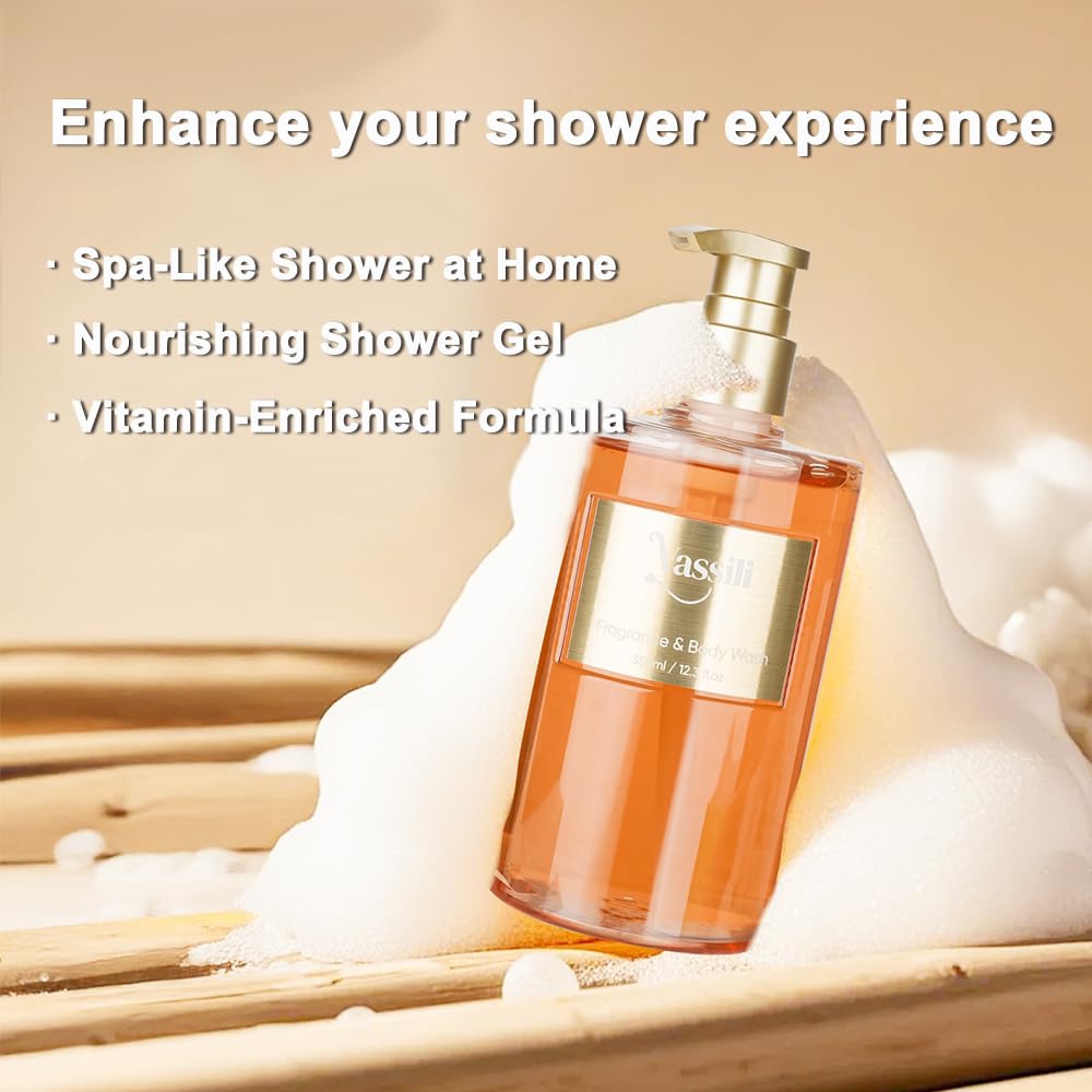 Vassili Fragrance Body Wash - Long-Lasting Aroma with Exotic Notes,Moisturizing & Gentle,For All Skin Types,Easy Rinse,12.3fl oz (Profound love)