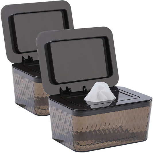 2 Pack Wipes Dispenser Seal-Designed Wipe Dispenser Holder Wipes Case Box for Bathroom Keep Wipes Fresh, Dust-Proof & Non-Slip