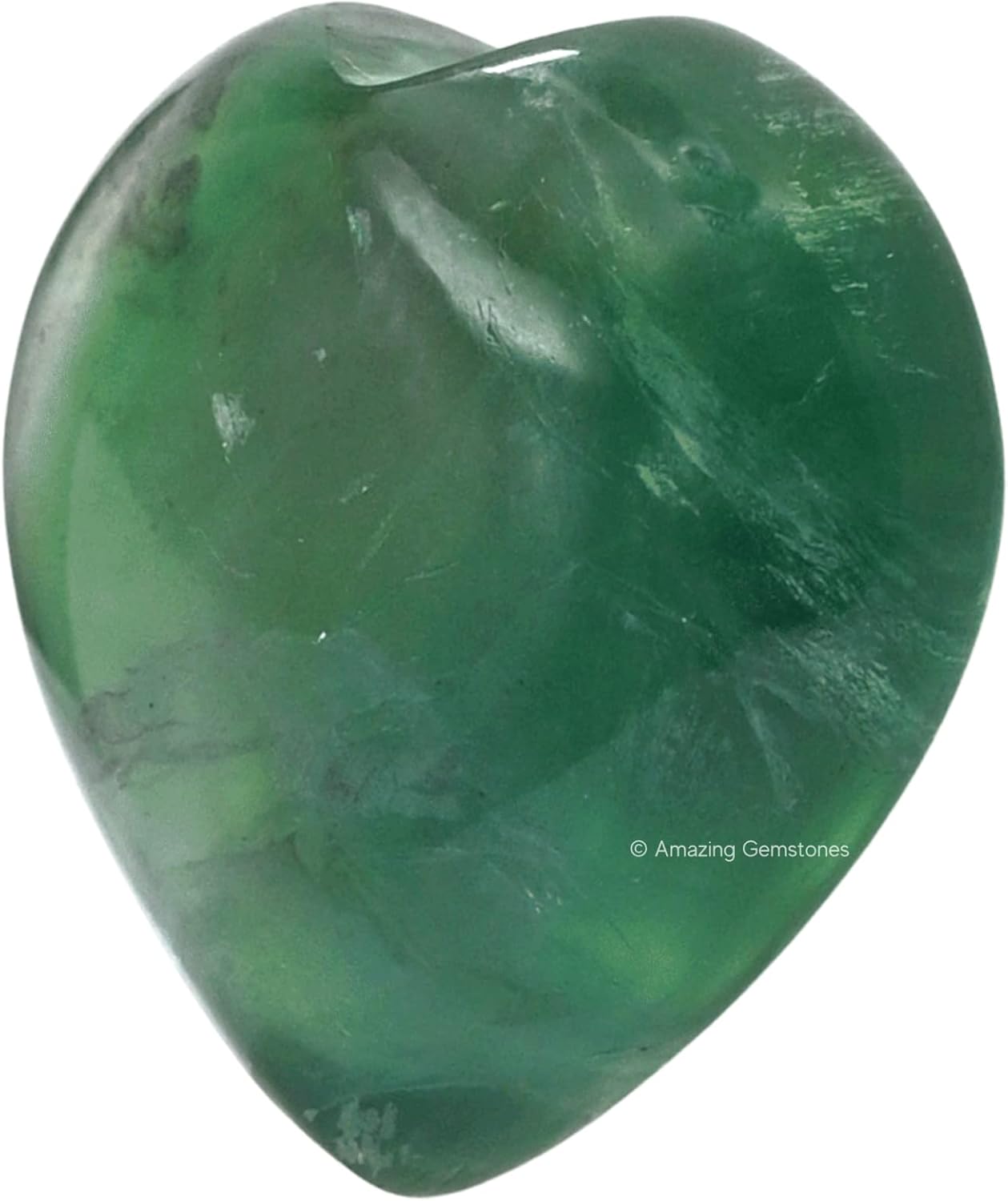 Amazing Gemstone Green Fluorite Crystal Heart Palm Stone - Pocket Massage Worry Stone for Natural Body Chakra Balancing, Reiki Healing and Crystal Grid